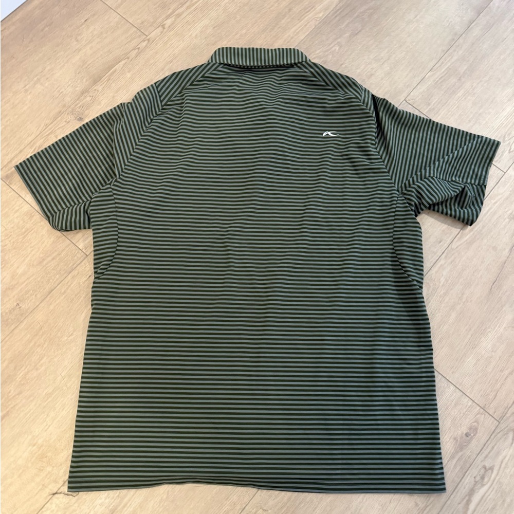 Kjus Mens Green Striped Golf Polo Large - Picture 3 of 6